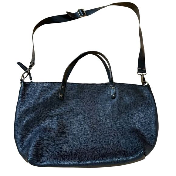 Calma 11600 Leather Goods Made in Spain Convertible Shoulder Bag Black Pebble - Picture 1 of 16